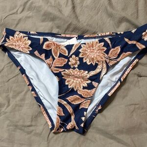 SHEIN Floral Bikini Bottom - Navy and Peach
